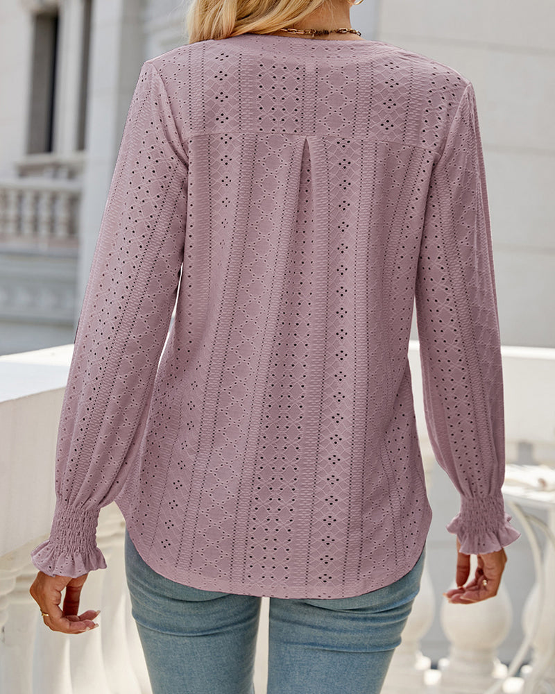 Tindra Bloes | Dames lange mouw v-hals bloes