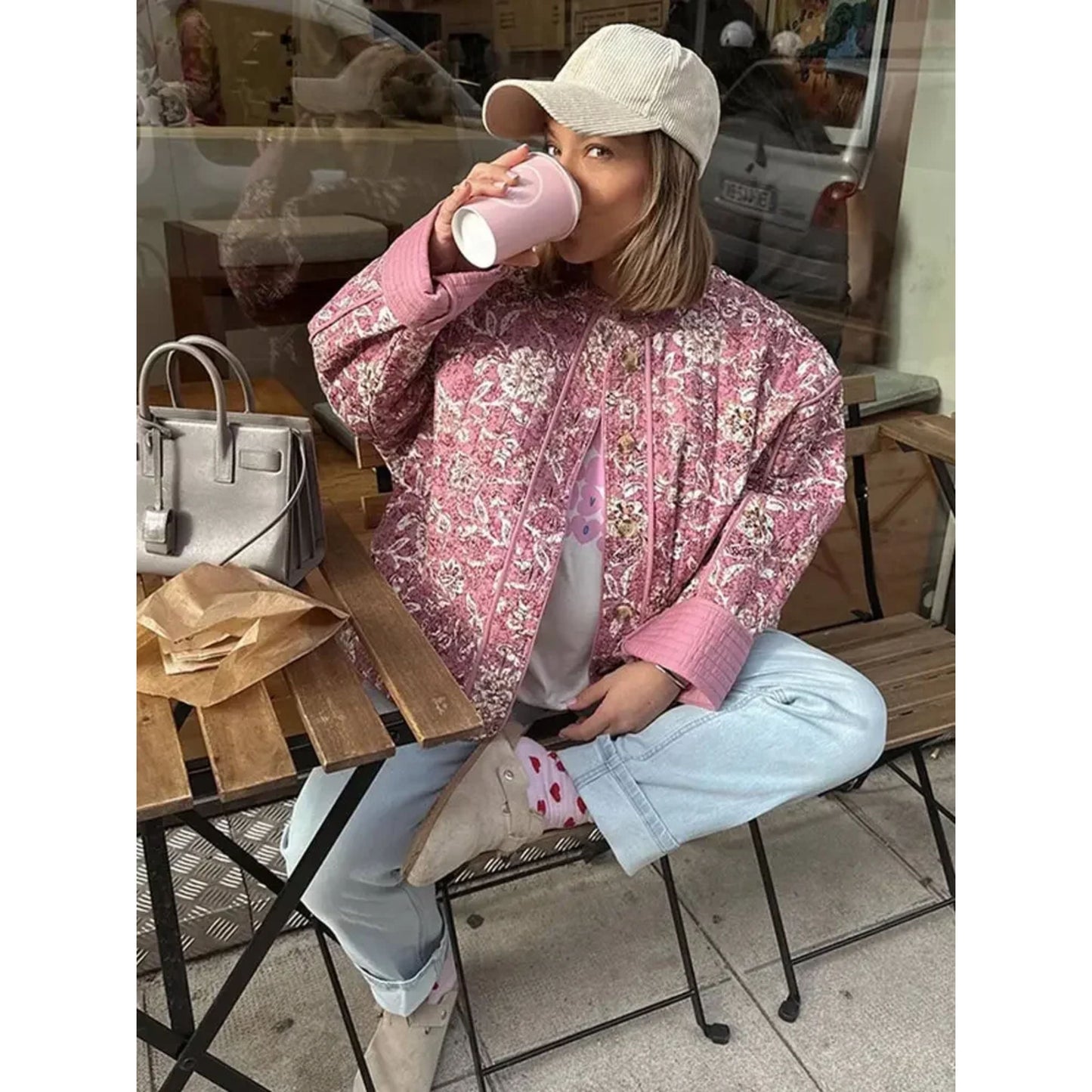 Casey Jas | Dames Herfst Gewatteerde Jas met Bloemenprint