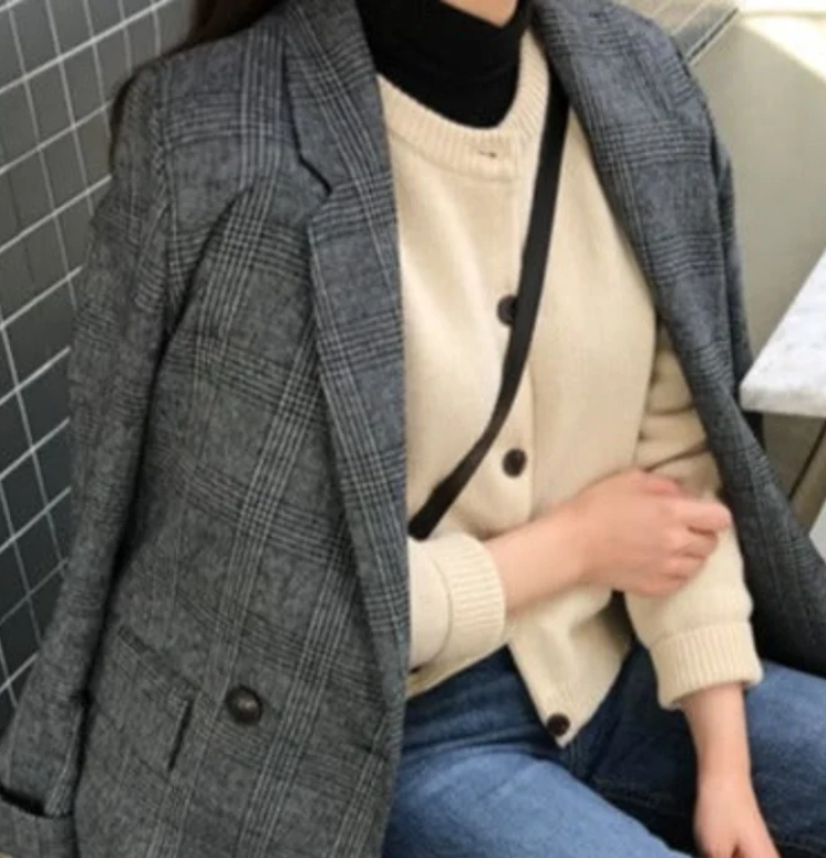 Gellie Blazer | Vrouwen lange geruite blazer