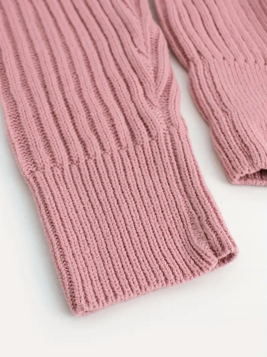 Peaches Trui | Geribde Gebreide One-Shoulder Cropped Trui