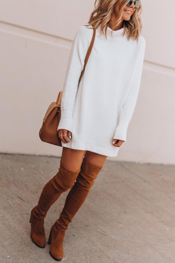 Walja Jurk | Casual Sweaterjurk met Hoge Hals