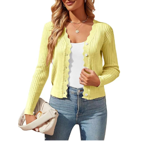 Renee Vest | Vest met Golfrand en V-hals