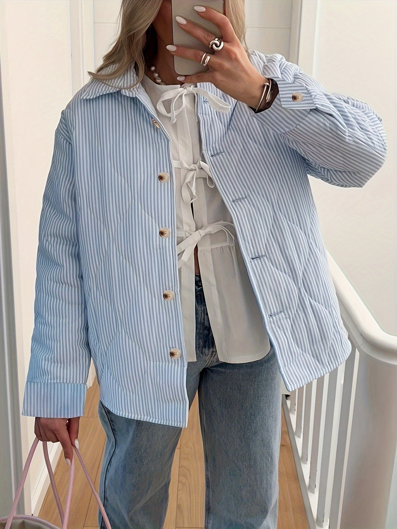 Baila Jas | Dames Herfst Jas met Strepen en Knopen