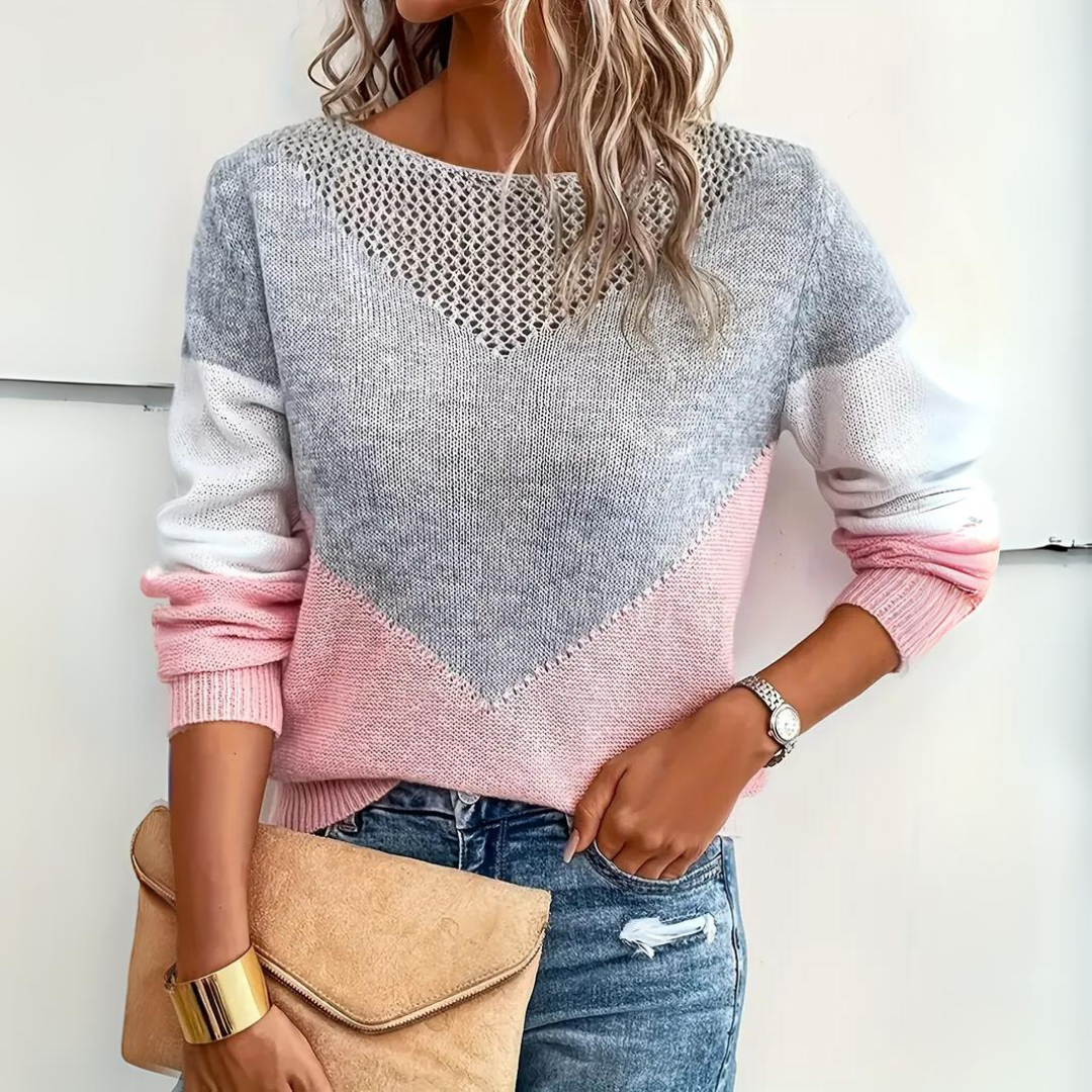 Reena Trui | Stijlvolle Color Block Gebreide Trui
