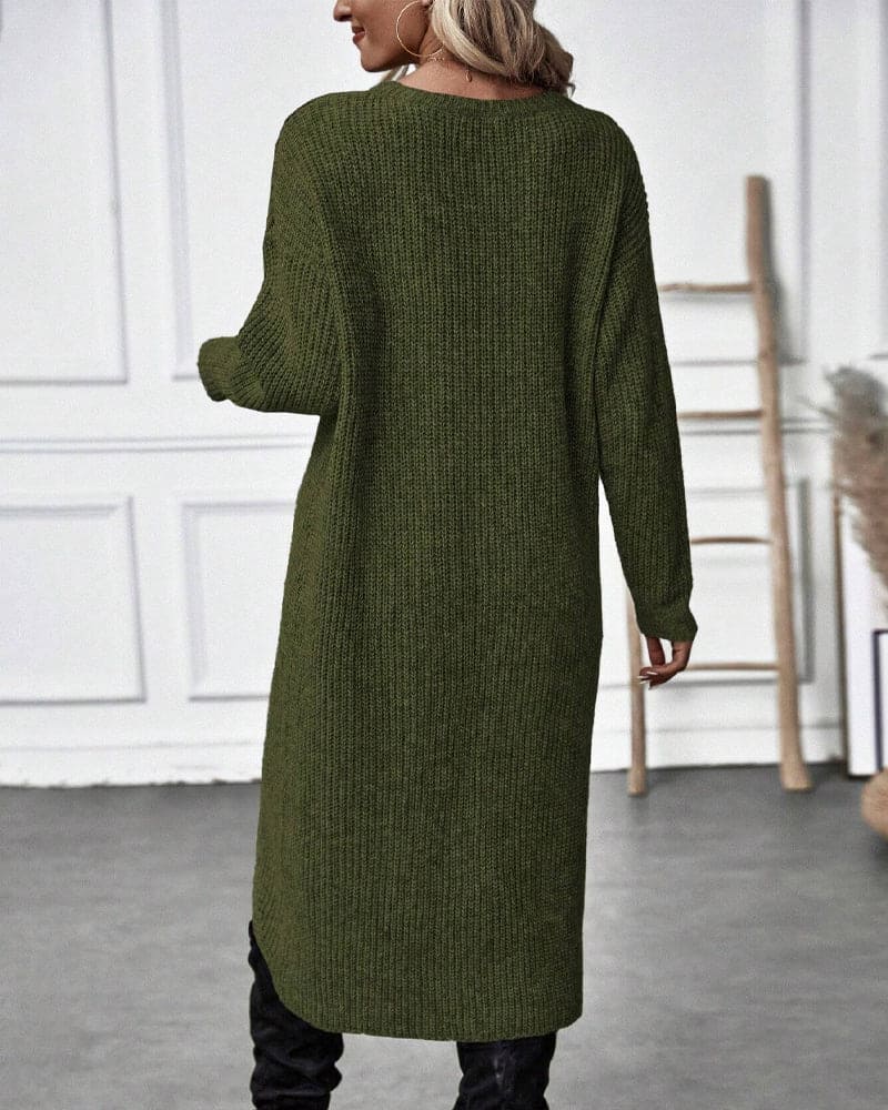 Phemie Jurk | Knusse Asymmetrische Gebreide Trui Jurk