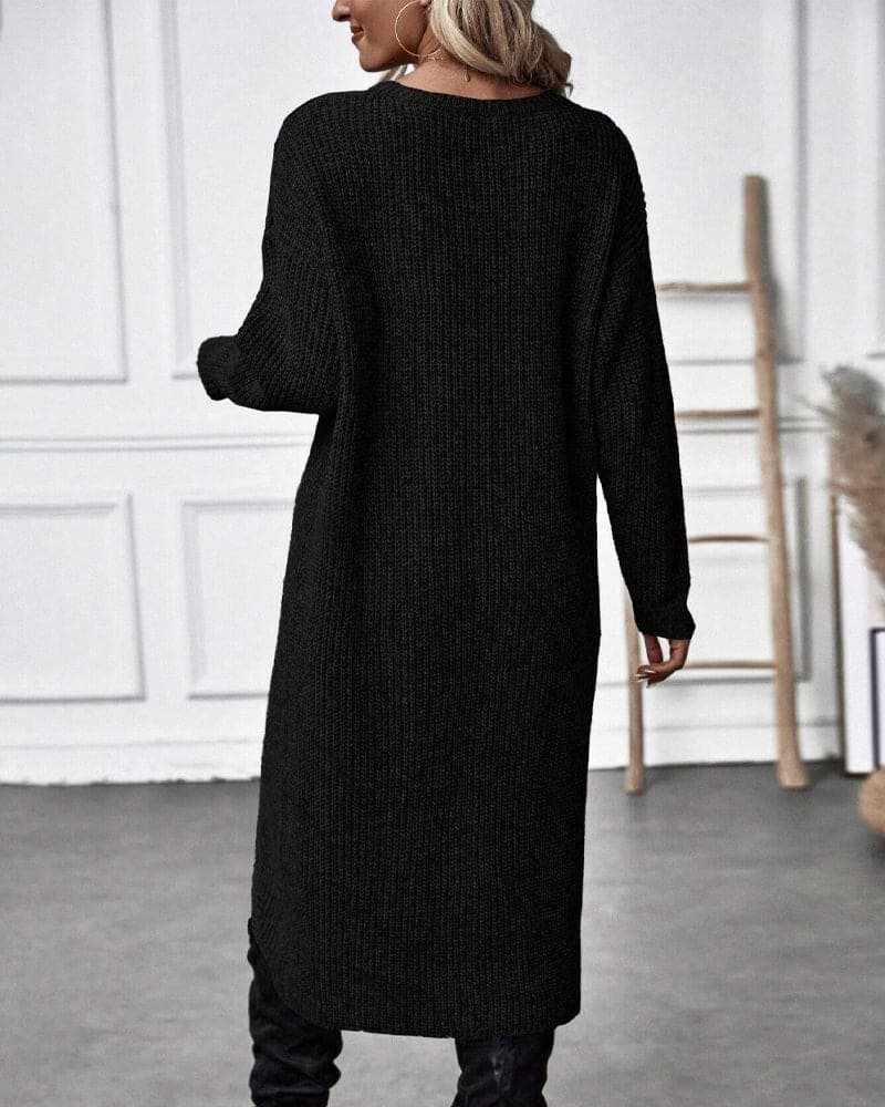 Phemie Jurk | Knusse Asymmetrische Gebreide Trui Jurk