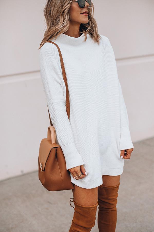 Walja Jurk | Casual Sweaterjurk met Hoge Hals