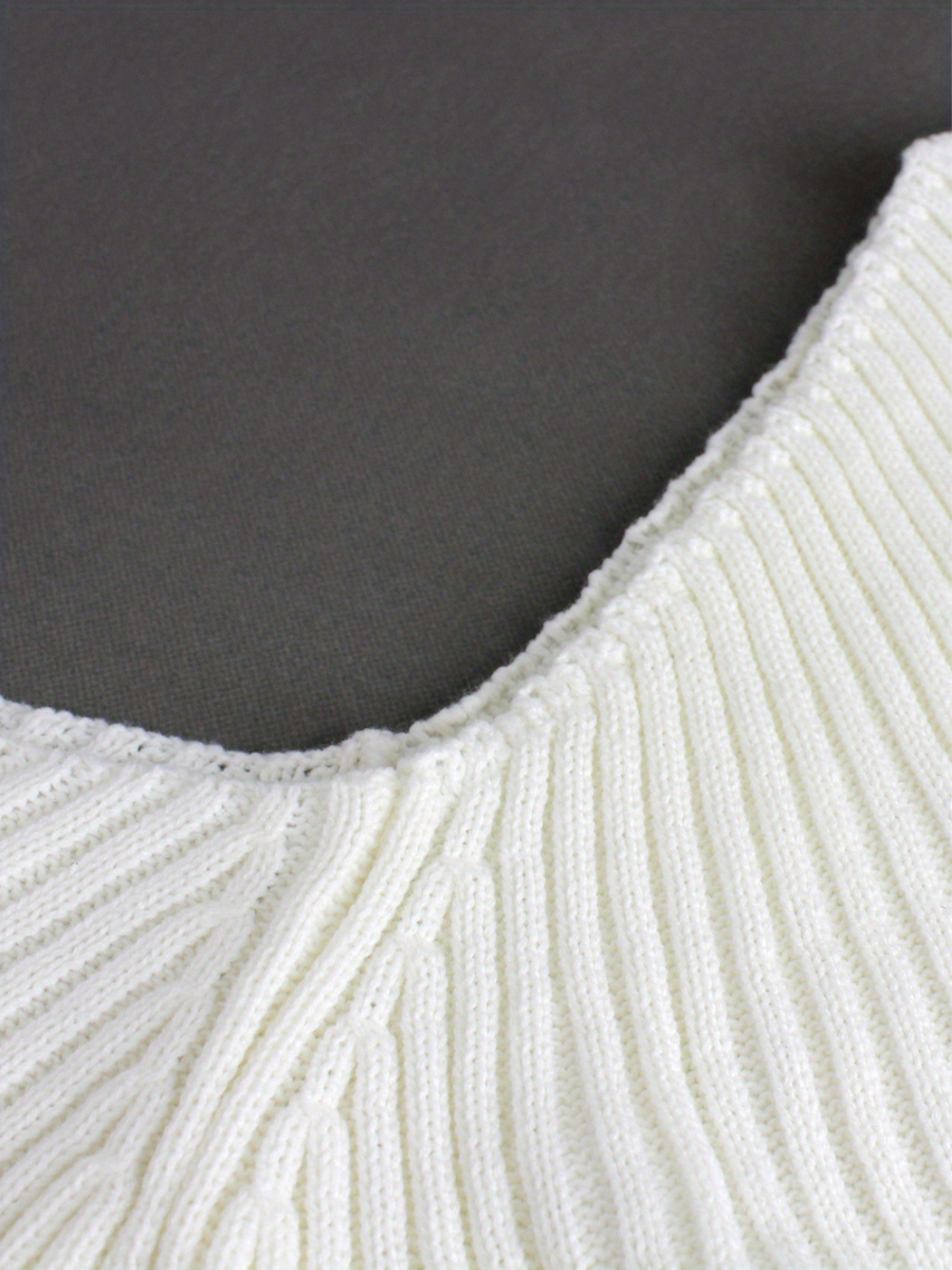 Peaches Trui | Geribde Gebreide One-Shoulder Cropped Trui