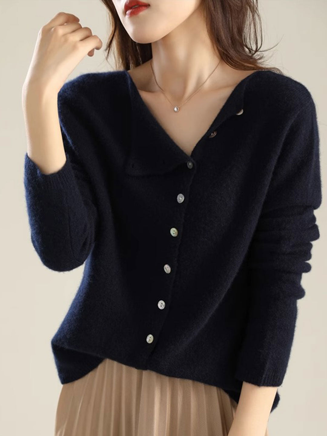 Willianne Vest | Losse Crewneck Knopen Vest