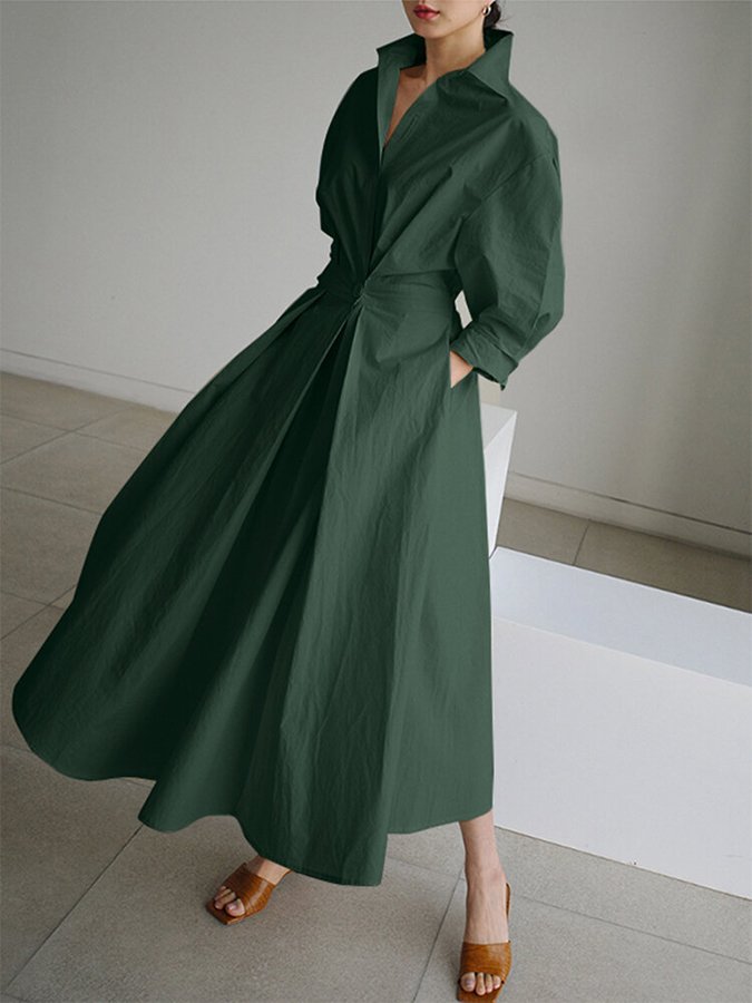Vicki Jurk | Dames Herfst Elegante Maxi Jurk met Zwierige Pasvorm