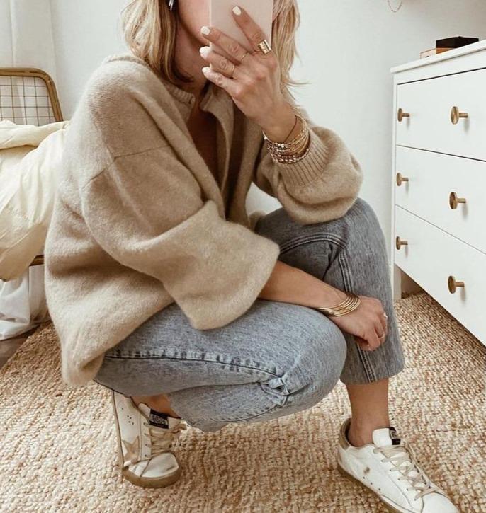Vanessa Vest | Dames Herfst Oversized Gebreid Vest met Knoopsluiting en Verlaagde Schouders