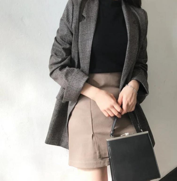 Gellie Blazer | Vrouwen lange geruite blazer