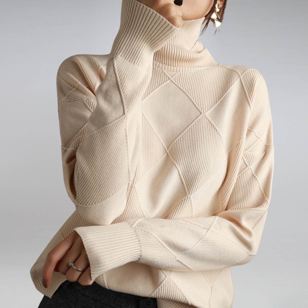 Trissy Trui | Vrouwen patroon turtleneck trui