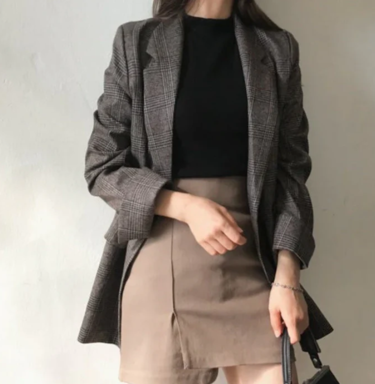 Gellie Blazer | Vrouwen lange geruite blazer