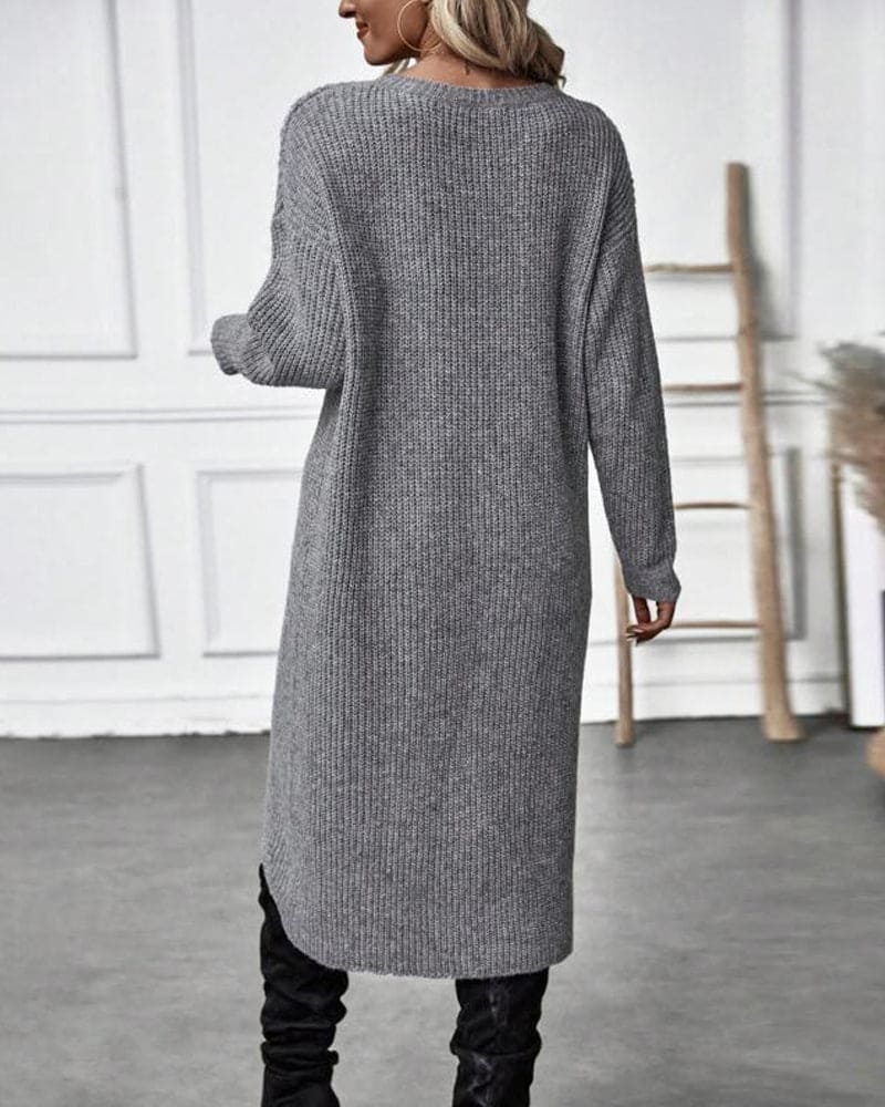Phemie Jurk | Knusse Asymmetrische Gebreide Trui Jurk