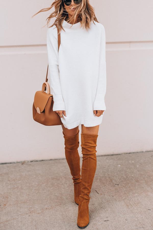Walja Jurk | Casual Sweaterjurk met Hoge Hals