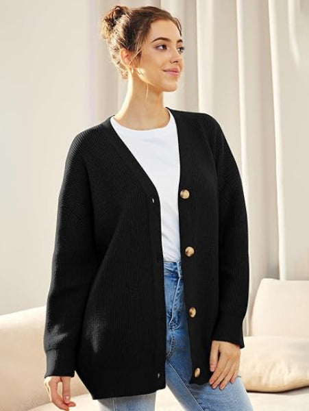 Ukiah Vest | Dames Herfst Oversized V-hals Vest met Knopen