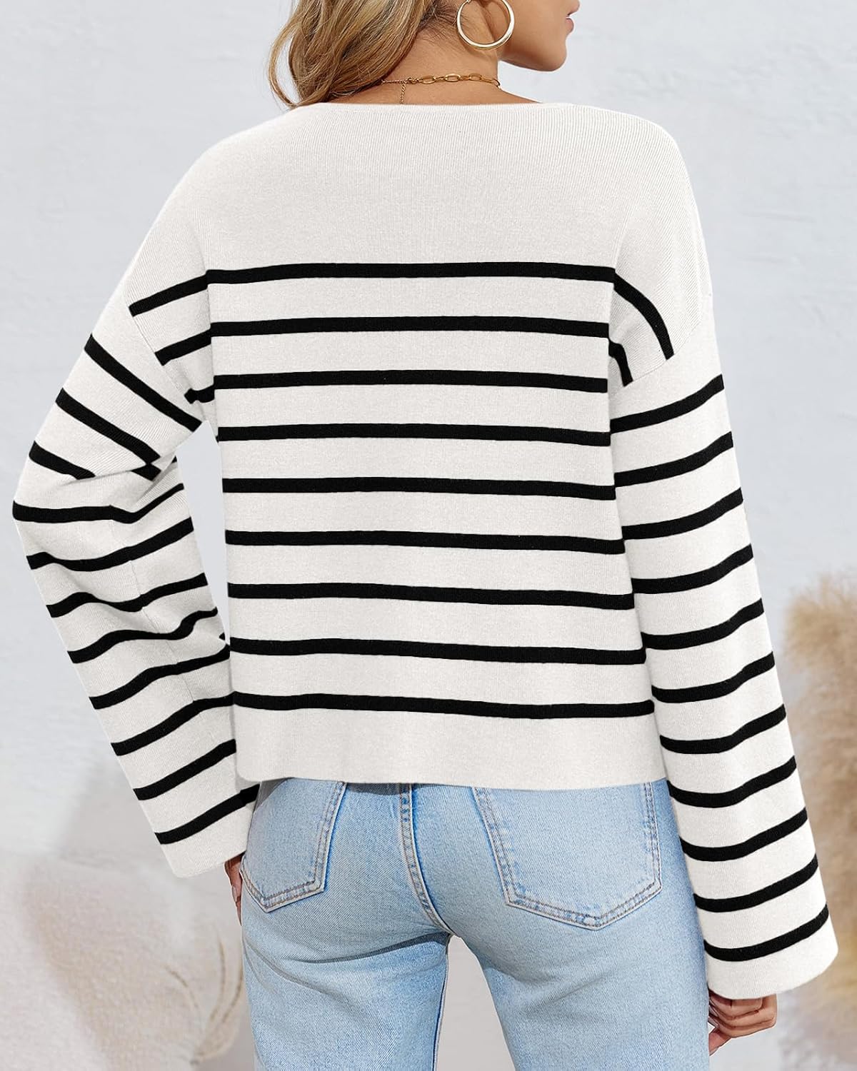 Reese Vest | Gestreepte Knoopsluiting Vest met Zakken