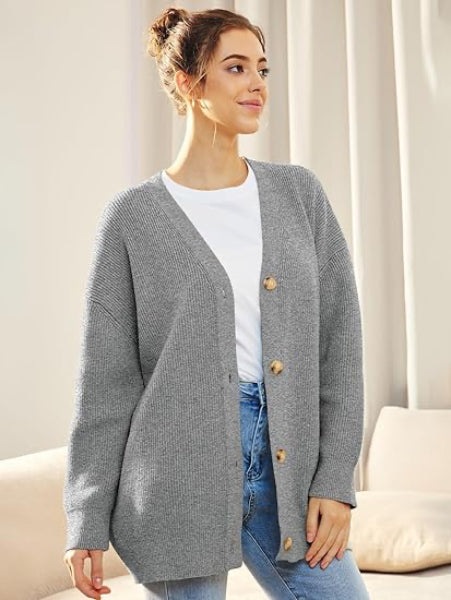 Ukiah Vest | Dames Herfst Oversized V-hals Vest met Knopen