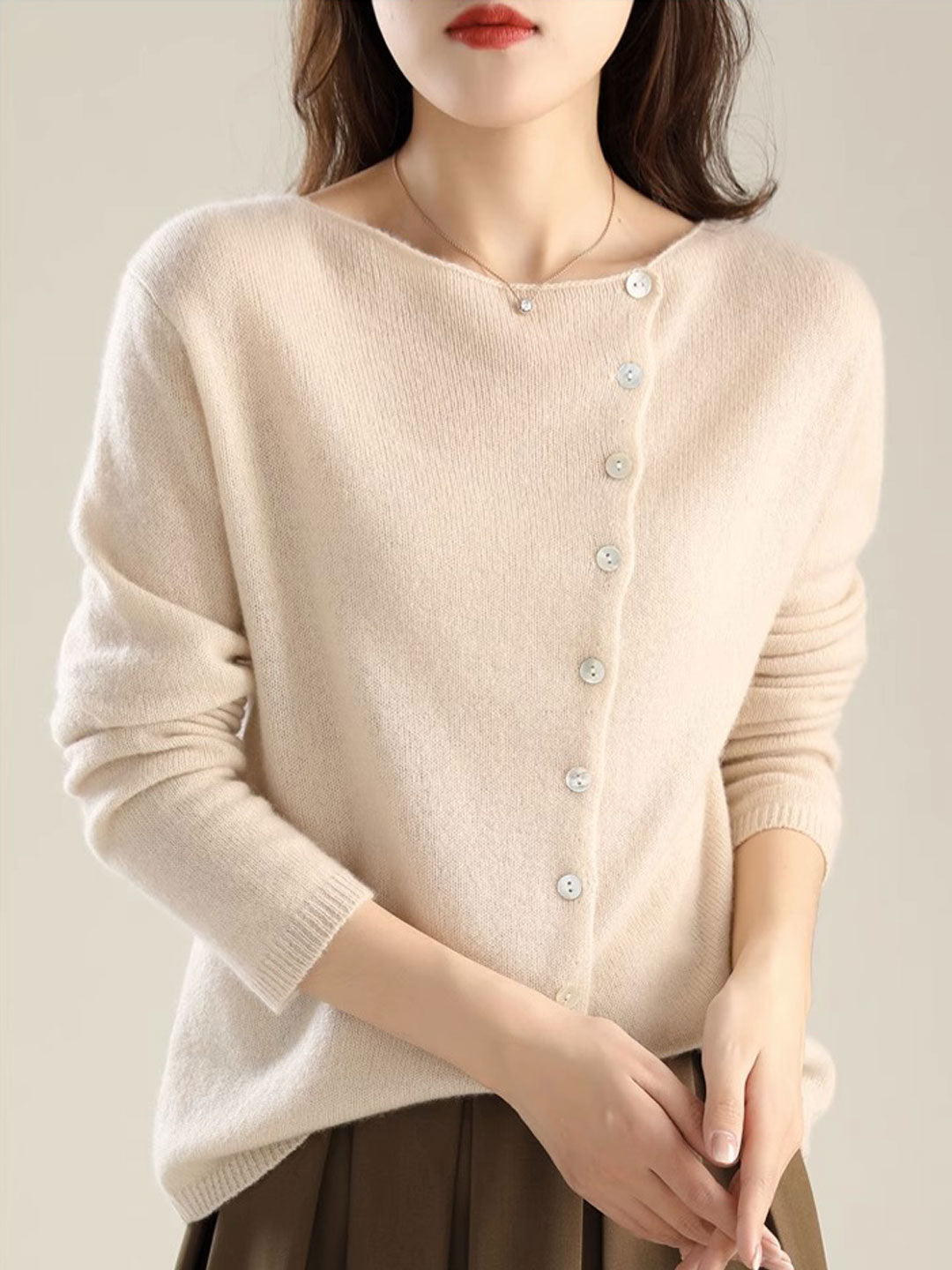 Willianne Vest | Losse Crewneck Knopen Vest