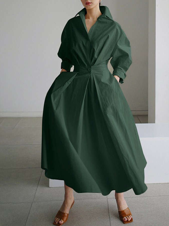 Vicki Jurk | Dames Herfst Elegante Maxi Jurk met Zwierige Pasvorm