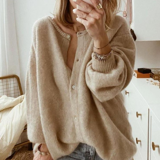 Aislinn Vest | Herfst Zacht Gebreid Vest met Knoopsluiting en Oversized Pasvorm