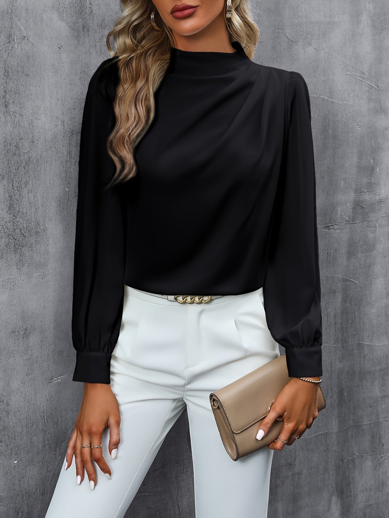 Pia Blouse | Geplooide Lange Mouw Blouse