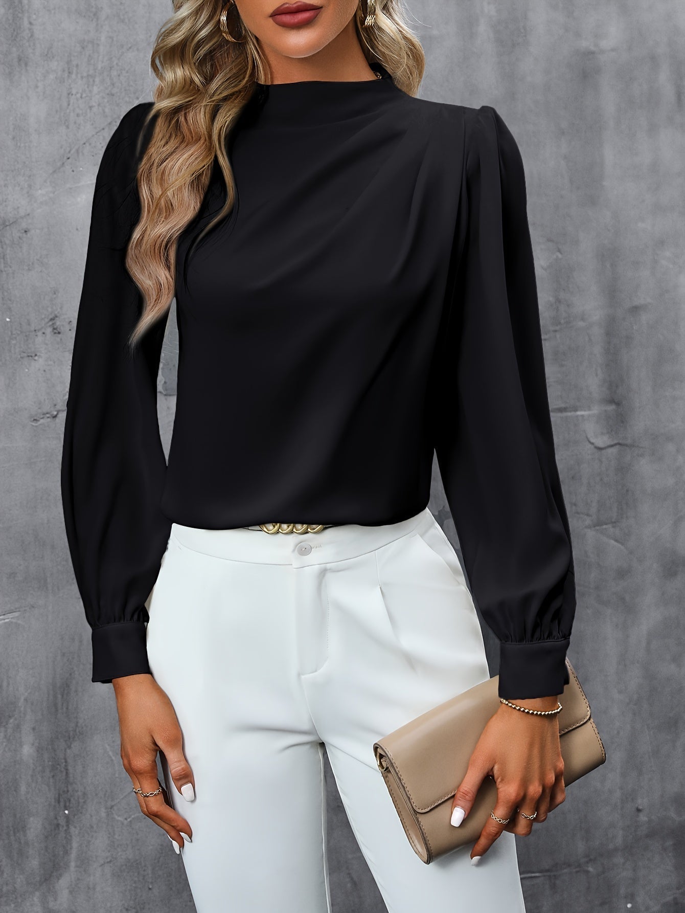 Pia Blouse | Geplooide Lange Mouw Blouse