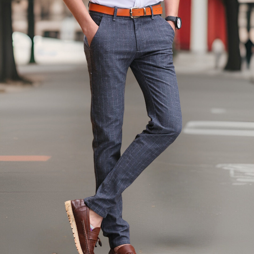 Eduard Broek | Casual Geruite Linnen Broek