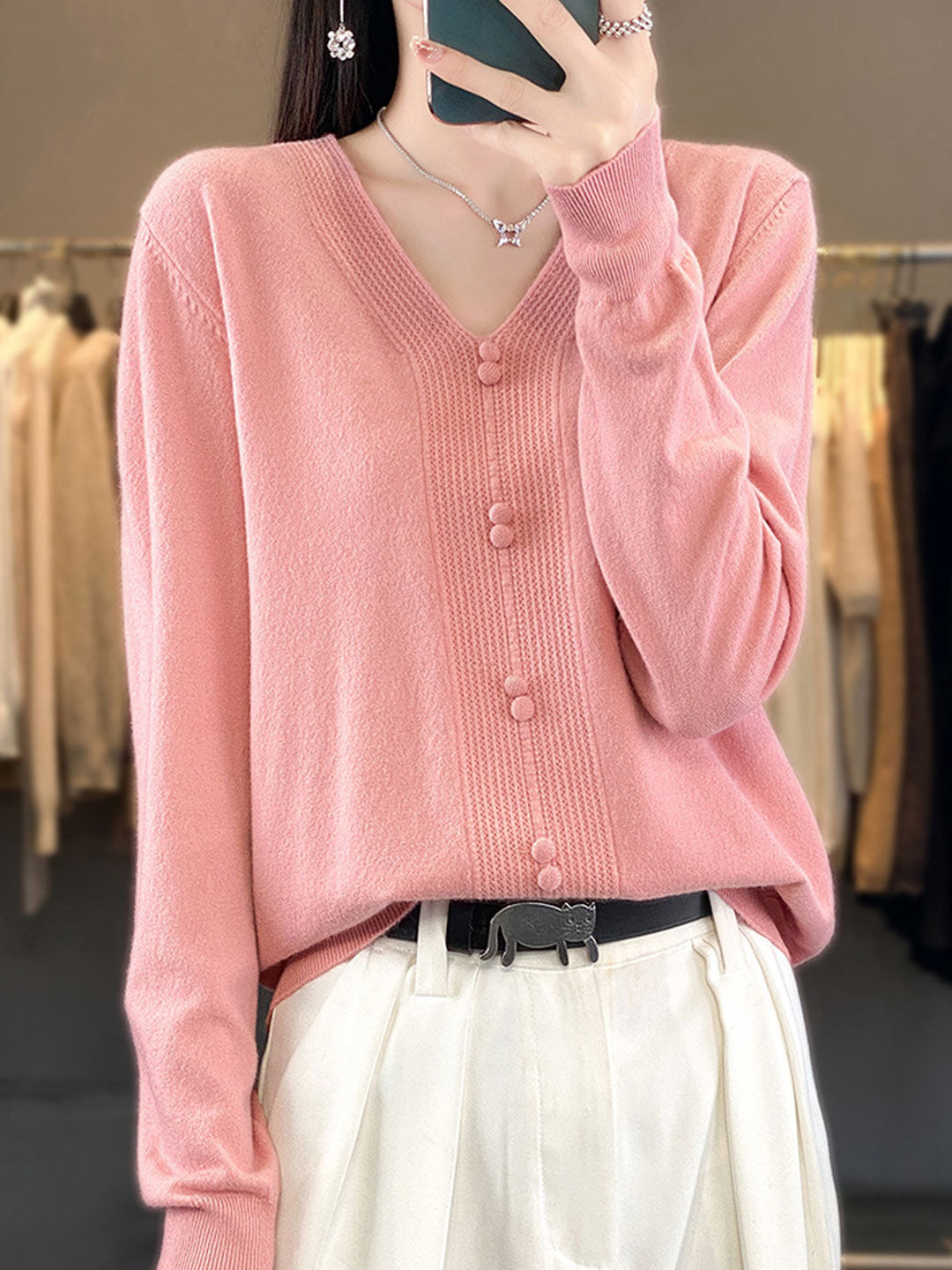 Wrenda-Lynn Trui | Casual V-hals Gebreide Trui