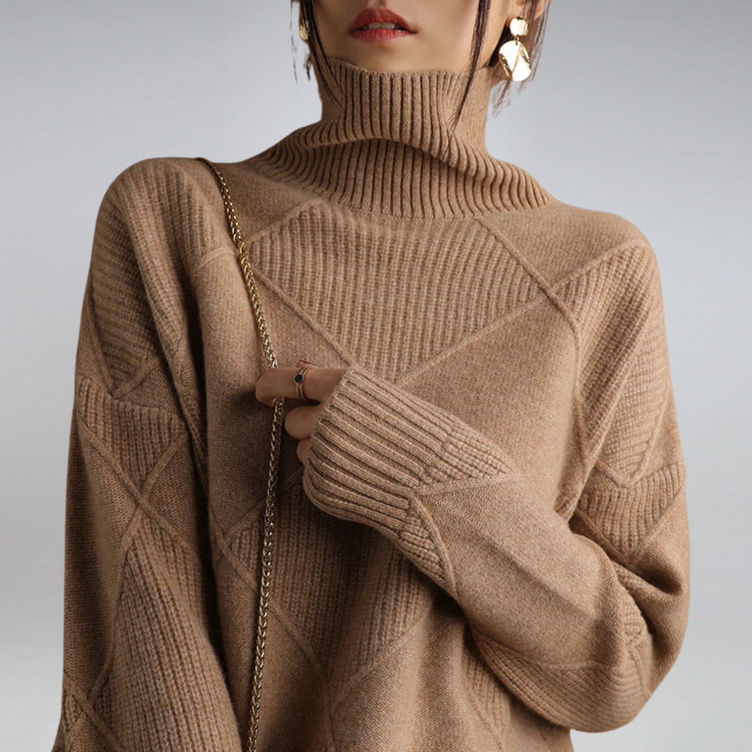 Trissy Trui | Vrouwen patroon turtleneck trui
