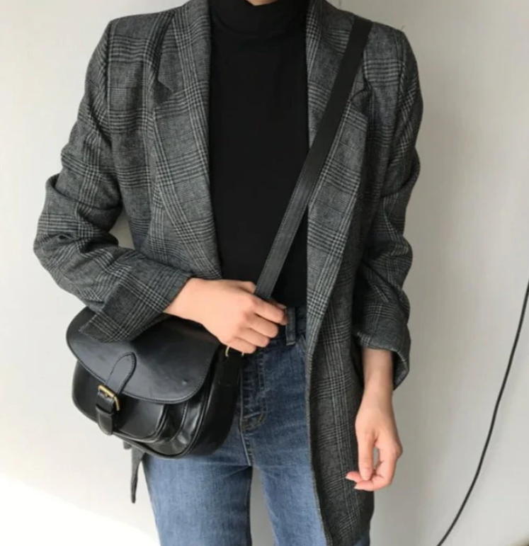 Gellie Blazer | Vrouwen lange geruite blazer