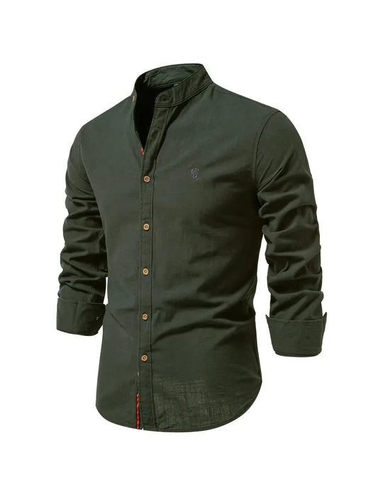 Luis Overhemd | Slim Fit Mandarin Collar Lange Mouw Overhemd