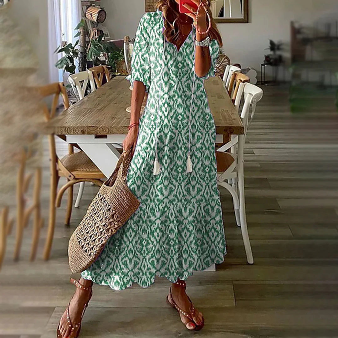 Orlitha Jurk | Boho Maxi Jurk met Etnische Print