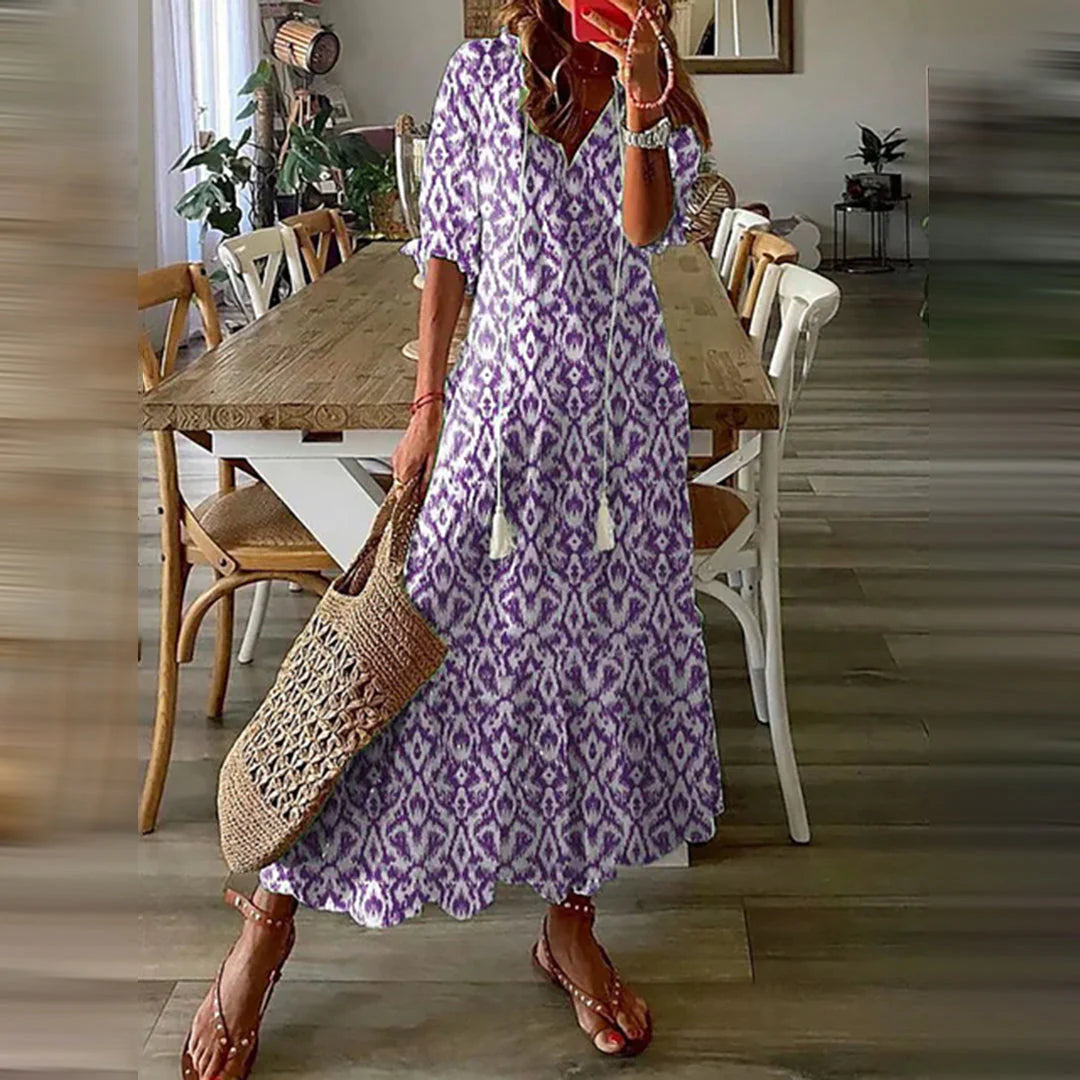 Orlitha Jurk | Boho Maxi Jurk met Etnische Print