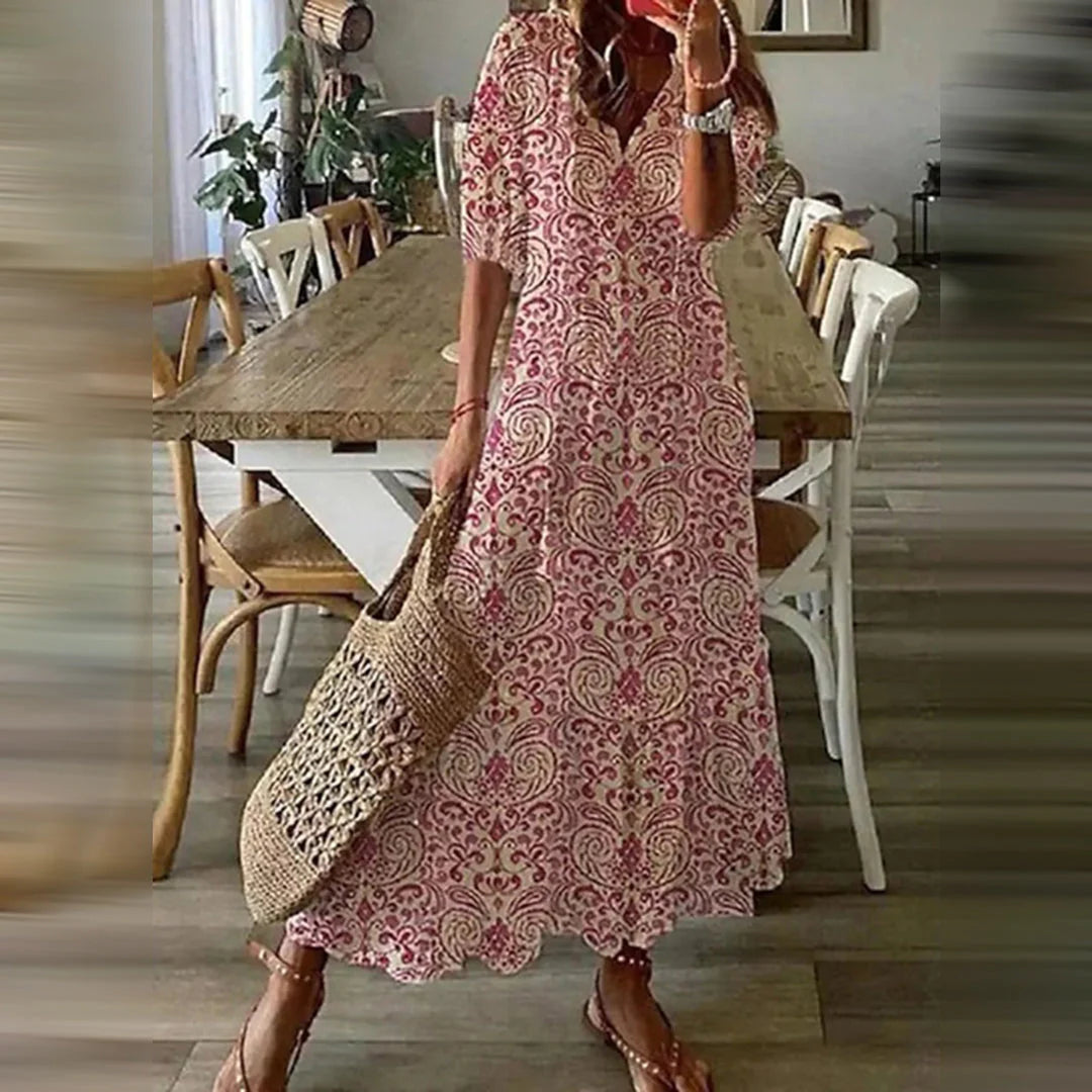 Orlitha Jurk | Boho Maxi Jurk met Etnische Print