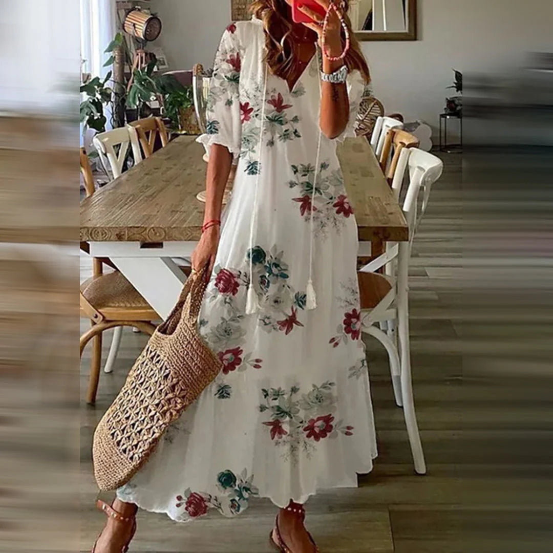Orlitha Jurk | Boho Maxi Jurk met Etnische Print