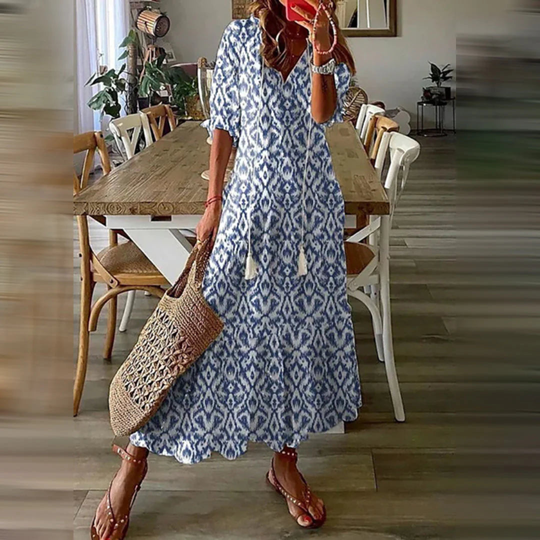 Orlitha Jurk | Boho Maxi Jurk met Etnische Print