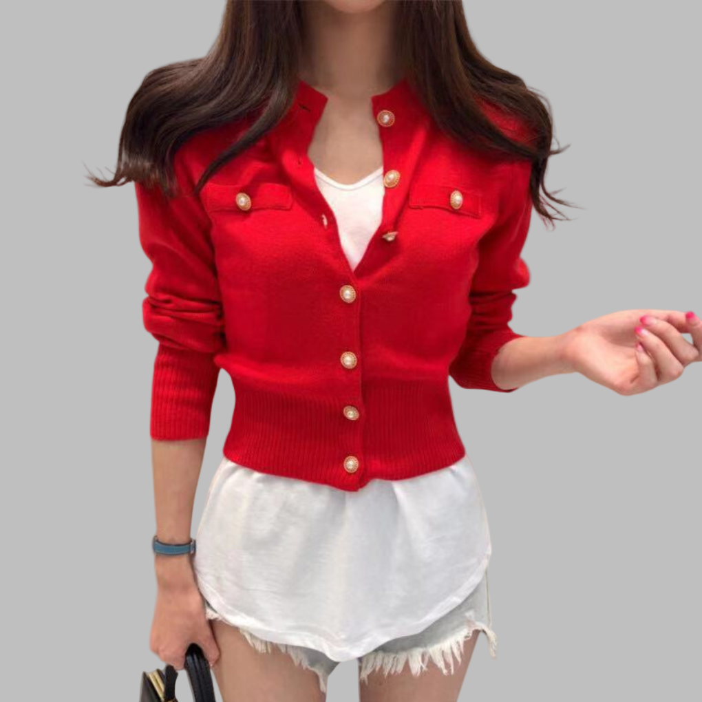 Willeda Vest | Dames Herfst Elegant Gebreid Vest met Gouden Knopen