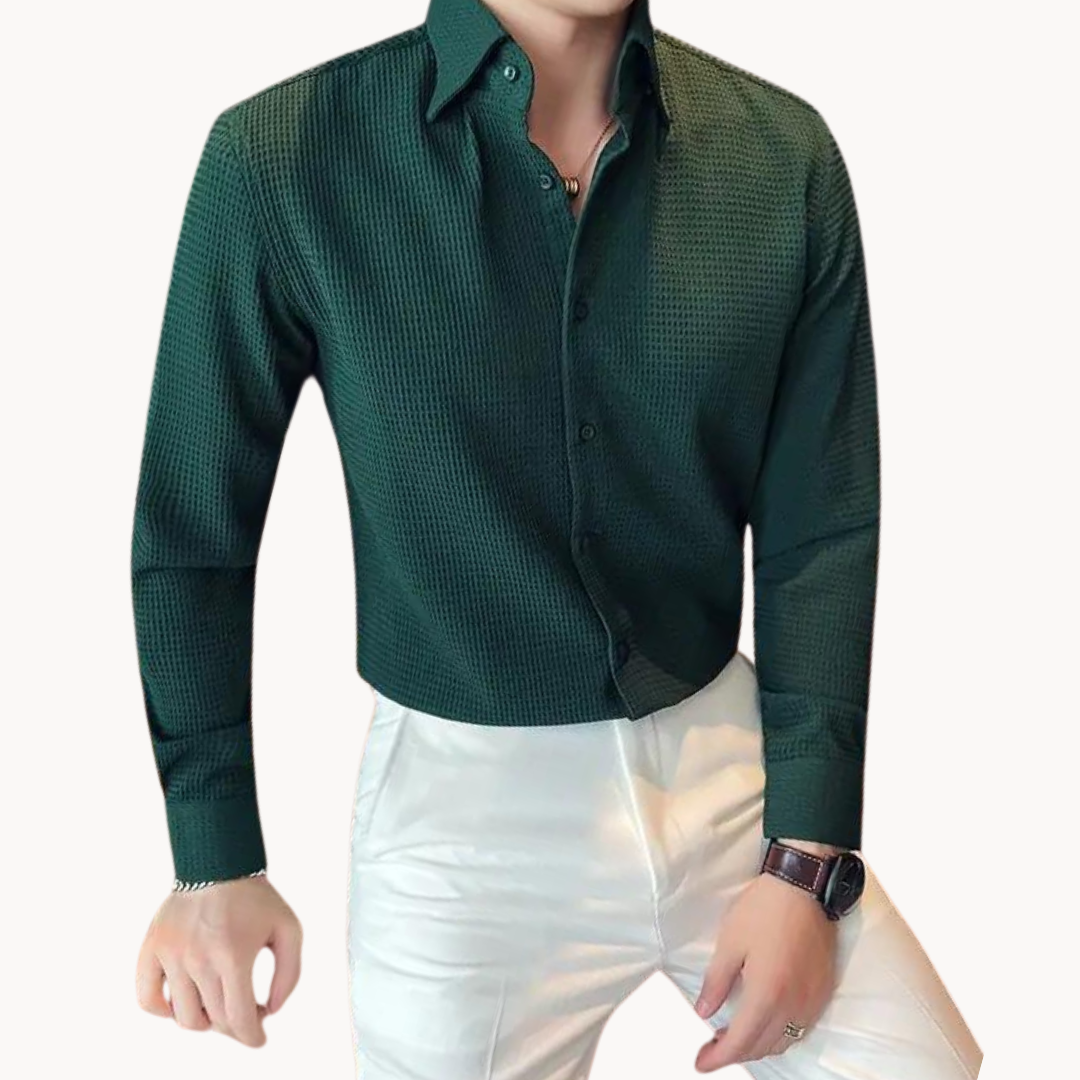 Wasyl Shirt | Heren Lange Mouw Textuur Button-Up