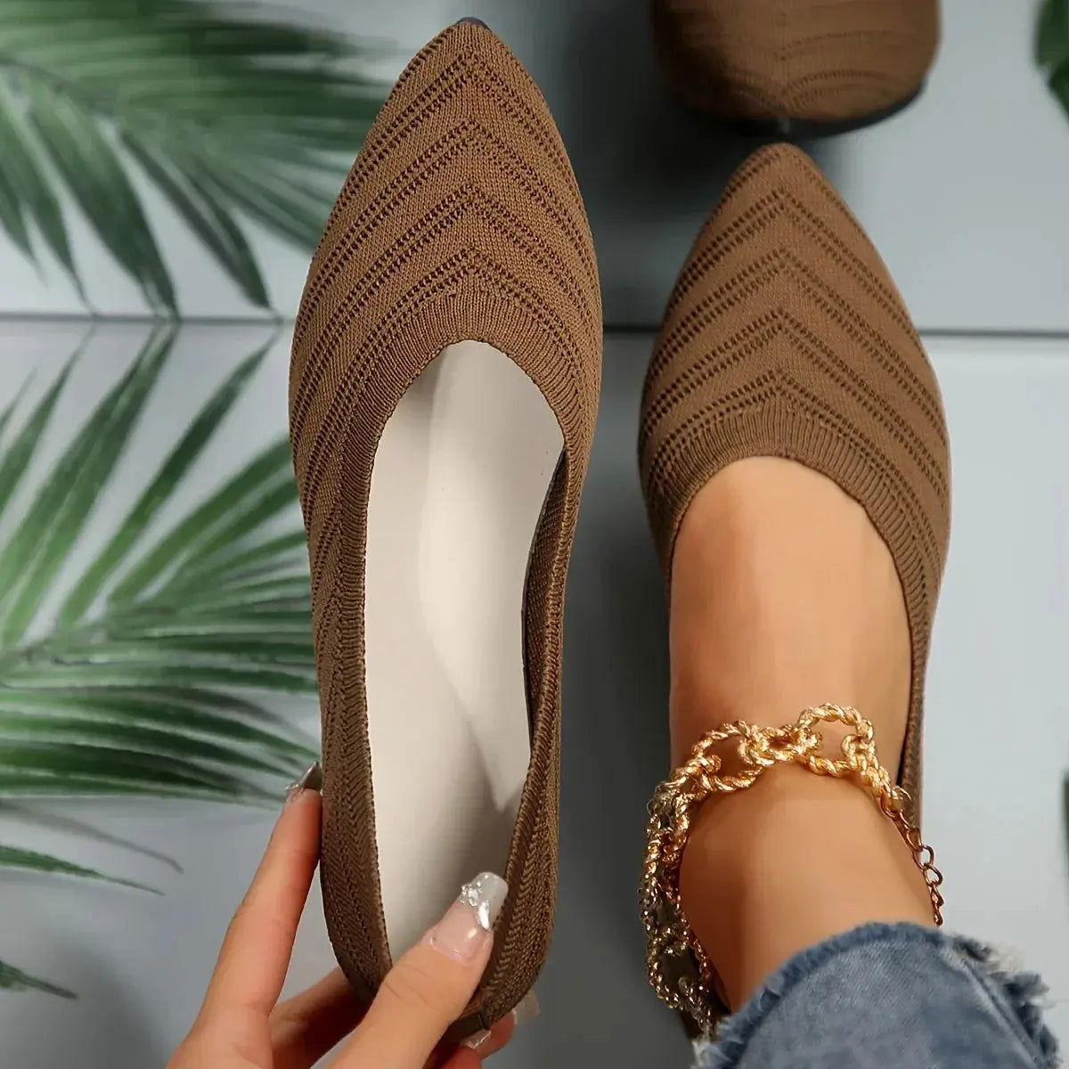 Reese Schoenen | Puntige gebreide balletflat