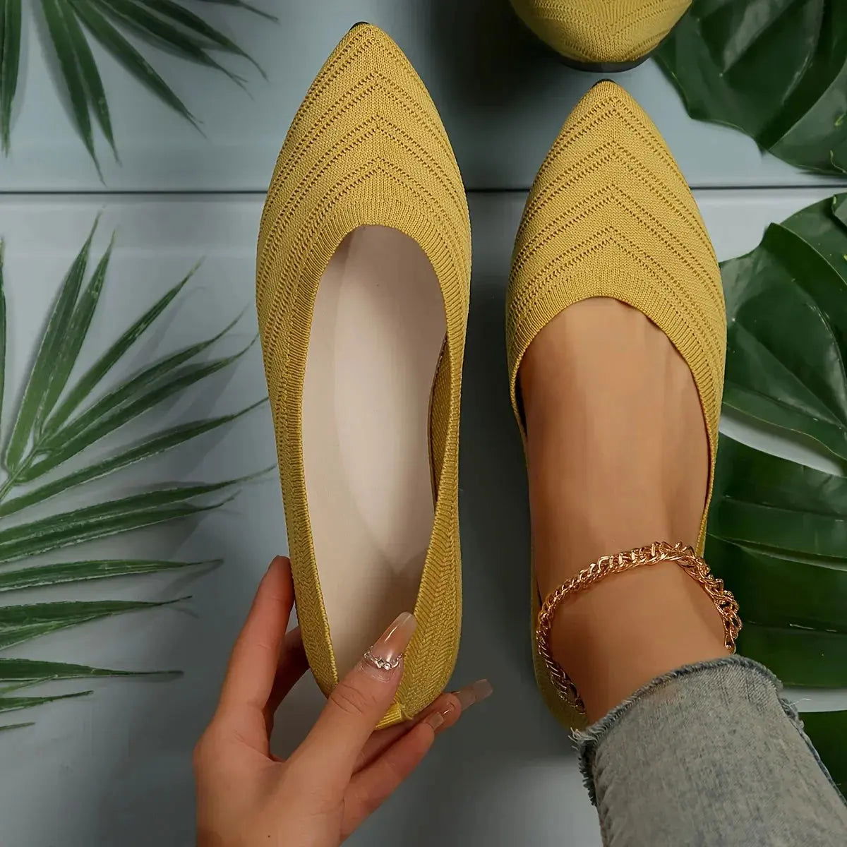 Reese Schoenen | Puntige gebreide balletflat