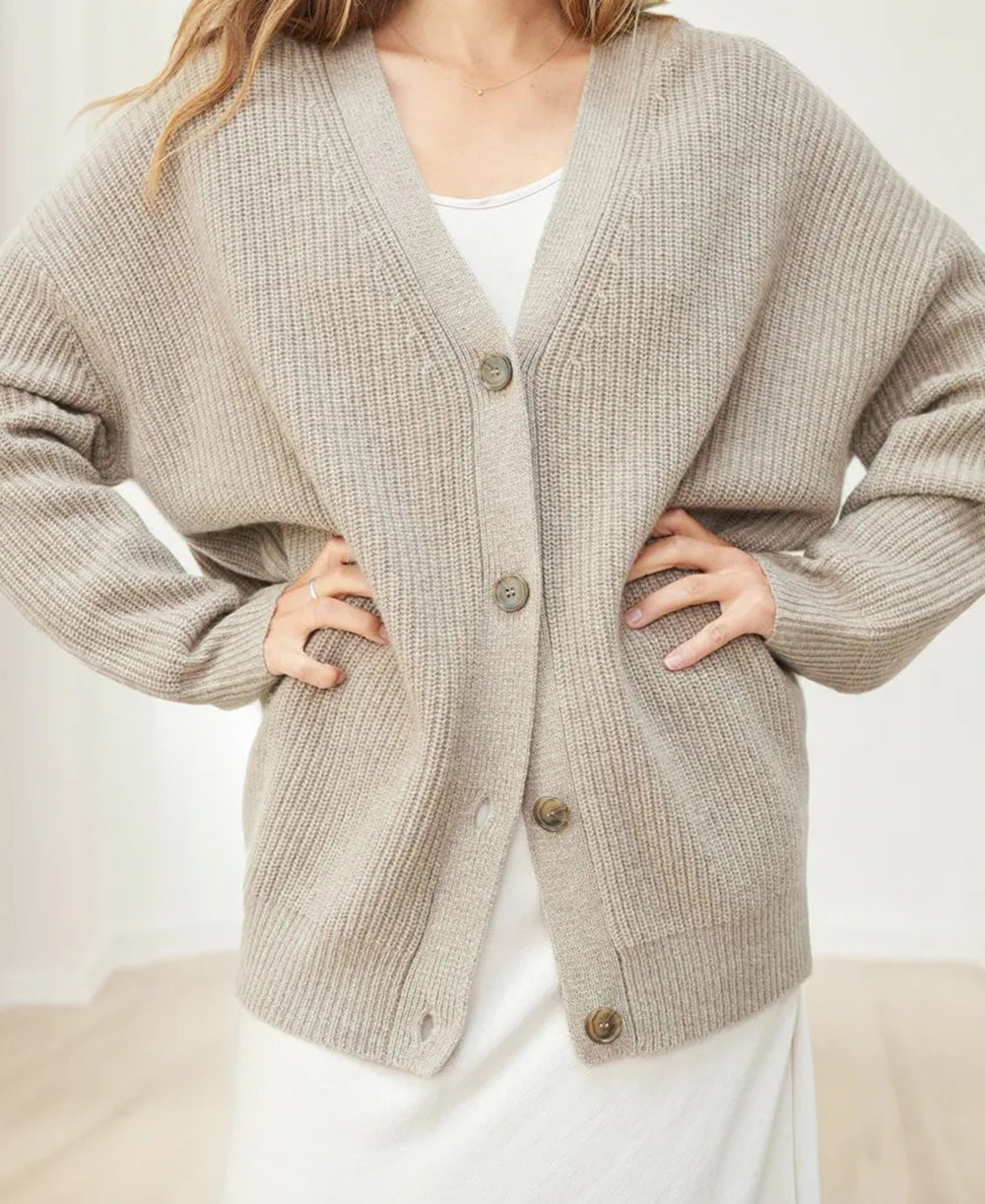 Valeria Vest | Dames Herfst Oversized Vest met Knopen en Geribbelde Textuur