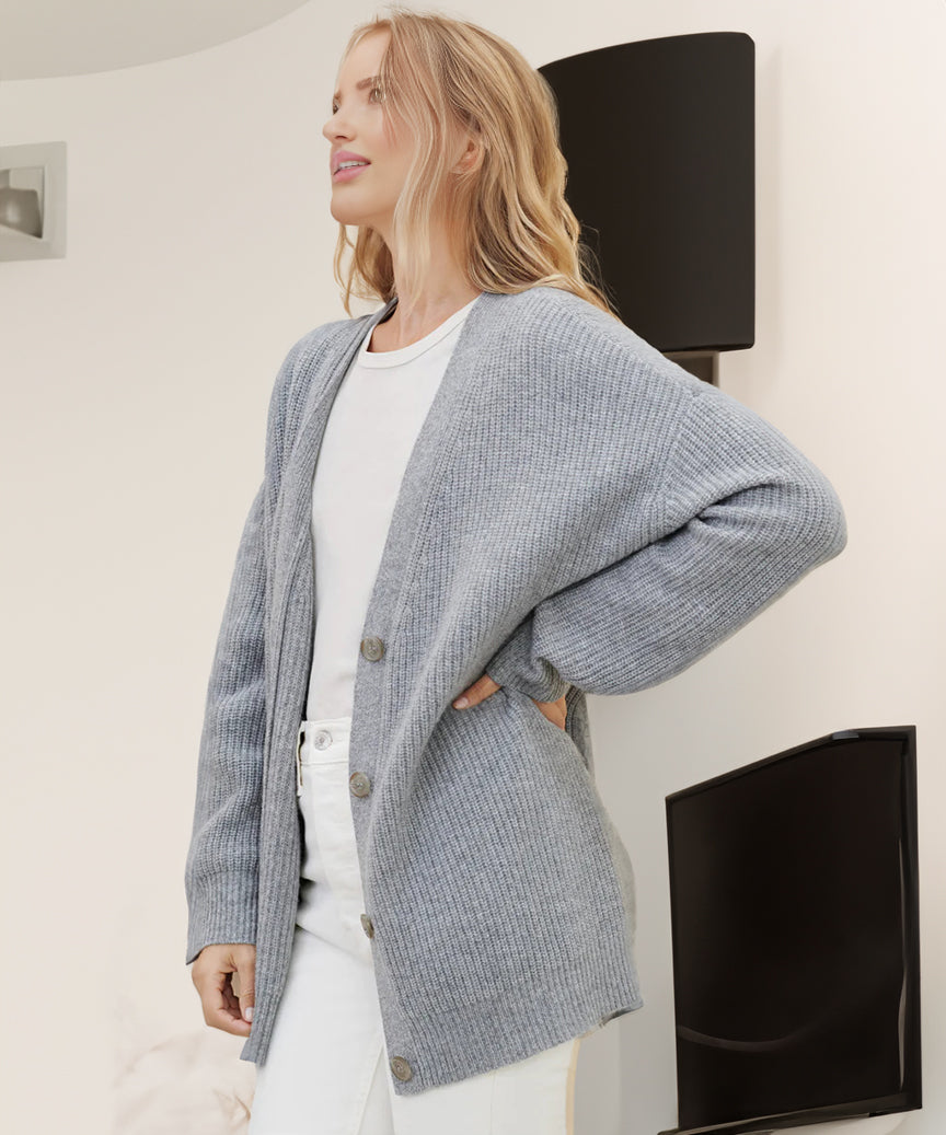 Valeria Vest | Dames Herfst Oversized Vest met Knopen en Geribbelde Textuur