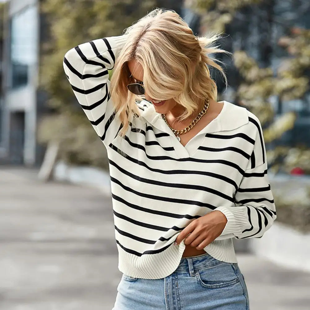 Ghisleen Trui | Casual Gestreepte Kraag Trui
