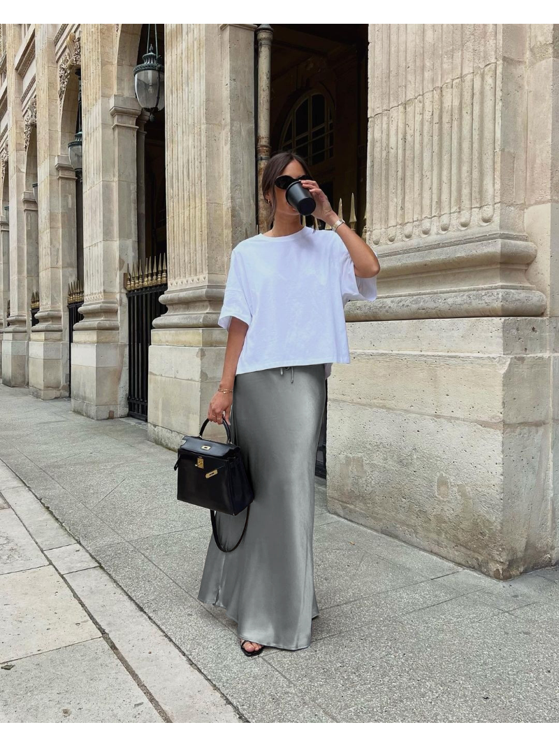 Tanja Rok | Low Waist Satijnen Maxi Rok