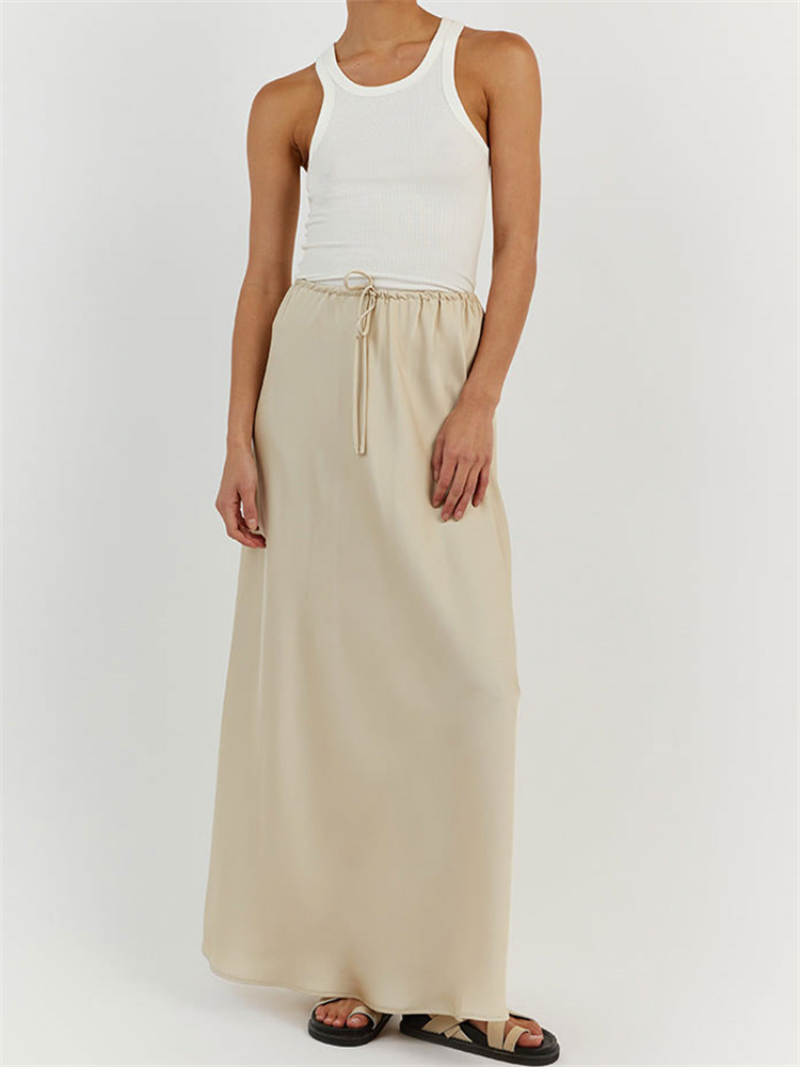 Tanja Rok | Low Waist Satijnen Maxi Rok