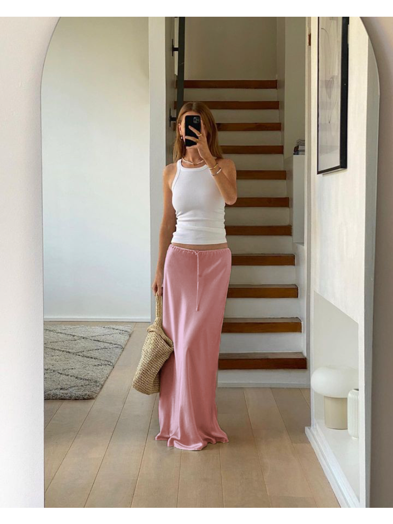 Tanja Rok | Low Waist Satijnen Maxi Rok