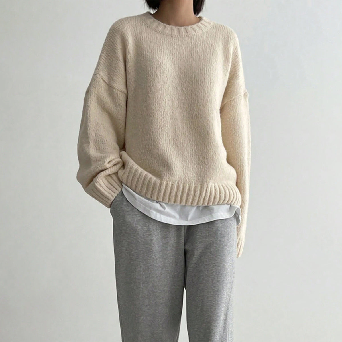 Valentine Jumper | Dames Herfst Oversized Gebreide Jumper met Ronde Hals en Geribde Afwerking