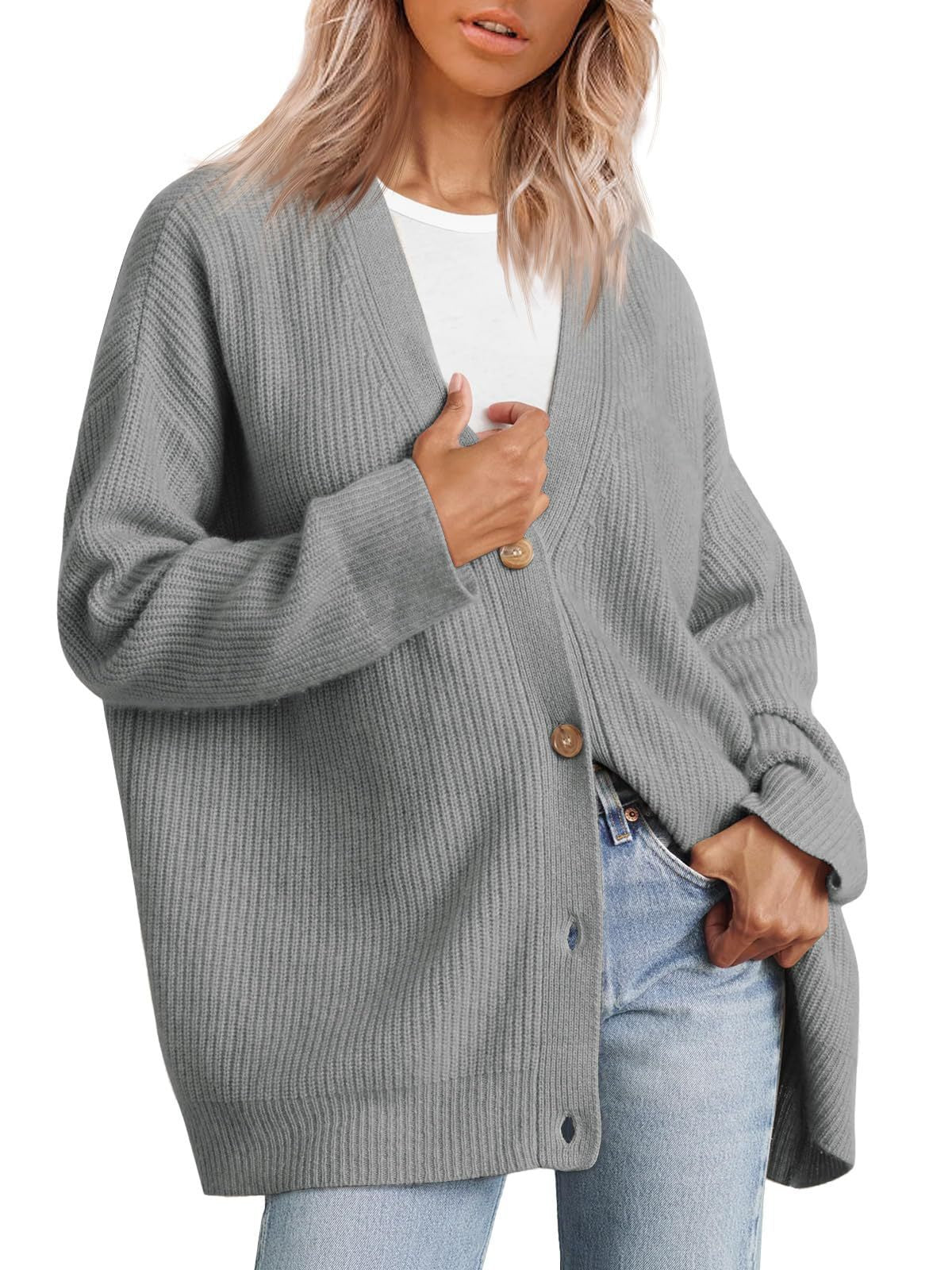 Varina Vest | Dames Herfst Gestreept Gebreid Vest met Knoopsluiting en Relaxte Pasvorm